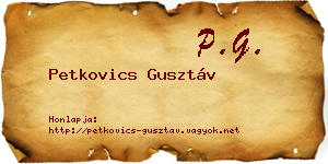Petkovics Gusztáv névjegykártya